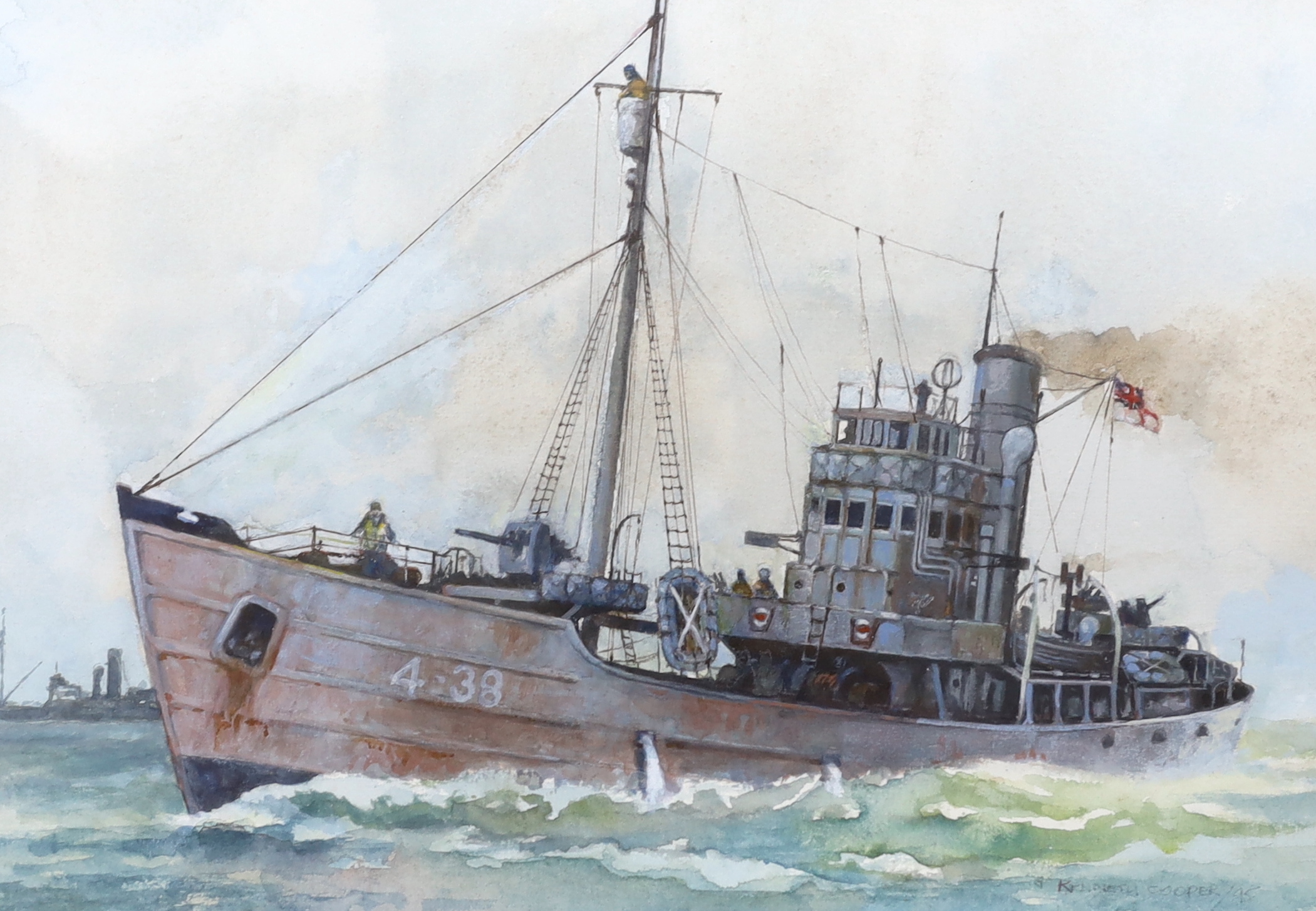 Kenneth Cooper, gouache, HM Armed Trawler Northern Pride, signed and dated '45, details verso, 23.5 x 34.5cm